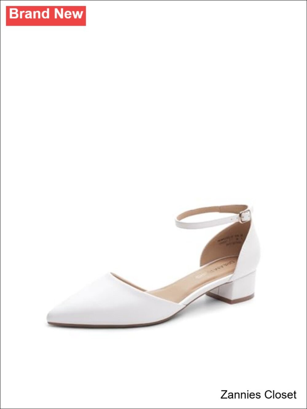 ✨ Women's Low Heel Pointed Toe Dress Pumps Faux Leather Block Heel Ankle Strap